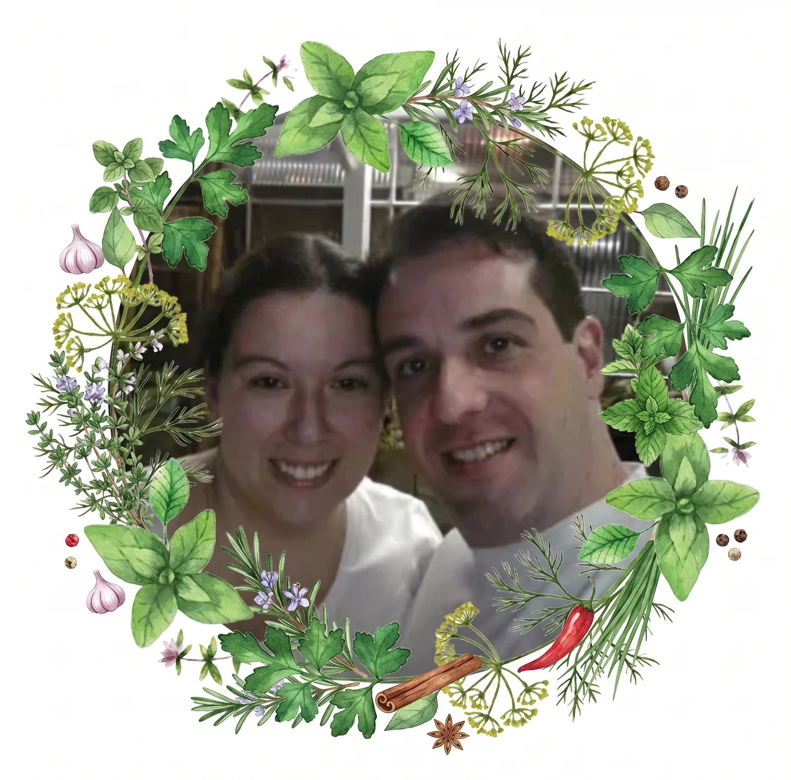 Noely e Rodrigo em composição com ervas